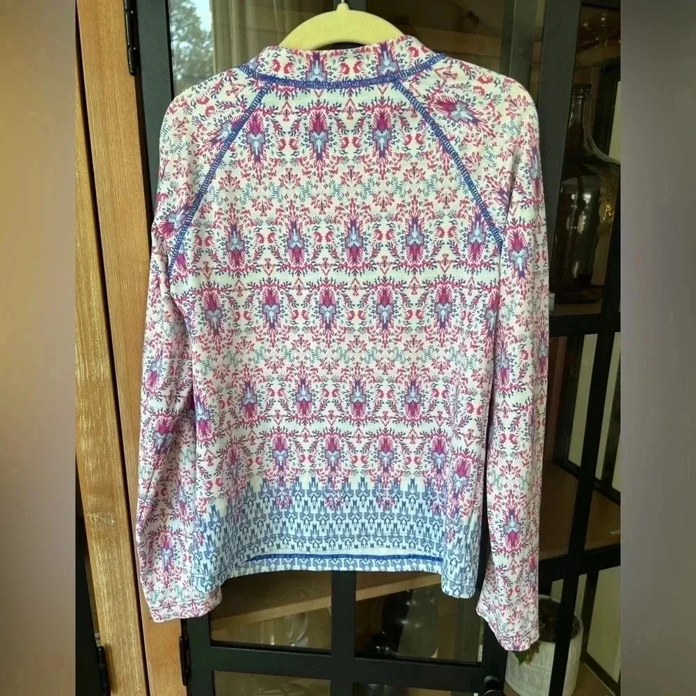 Cabana life rashguard swimsuit top girls long sleeve block print